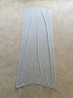 Light Cream Fringe Scarf Shawl 27” x 70”